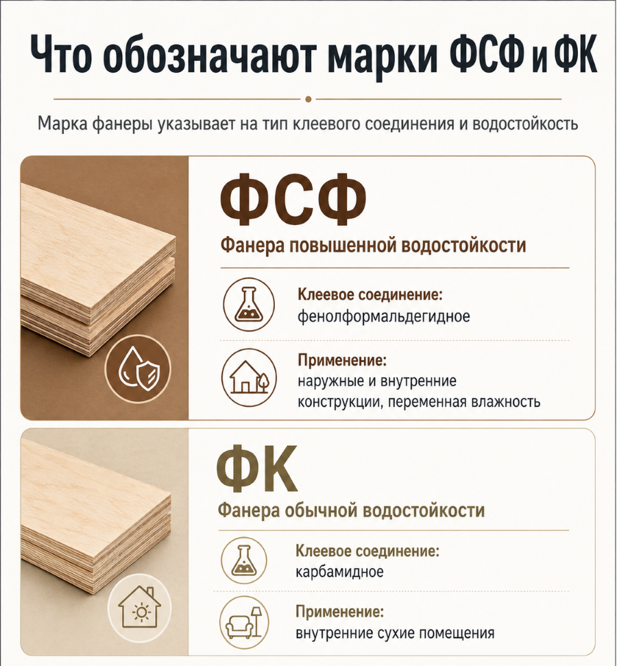 Фанера ФСФ и ФК: различия по типу клеевого соединения, водостойкости и области применения во внутренних и наружных конструкциях